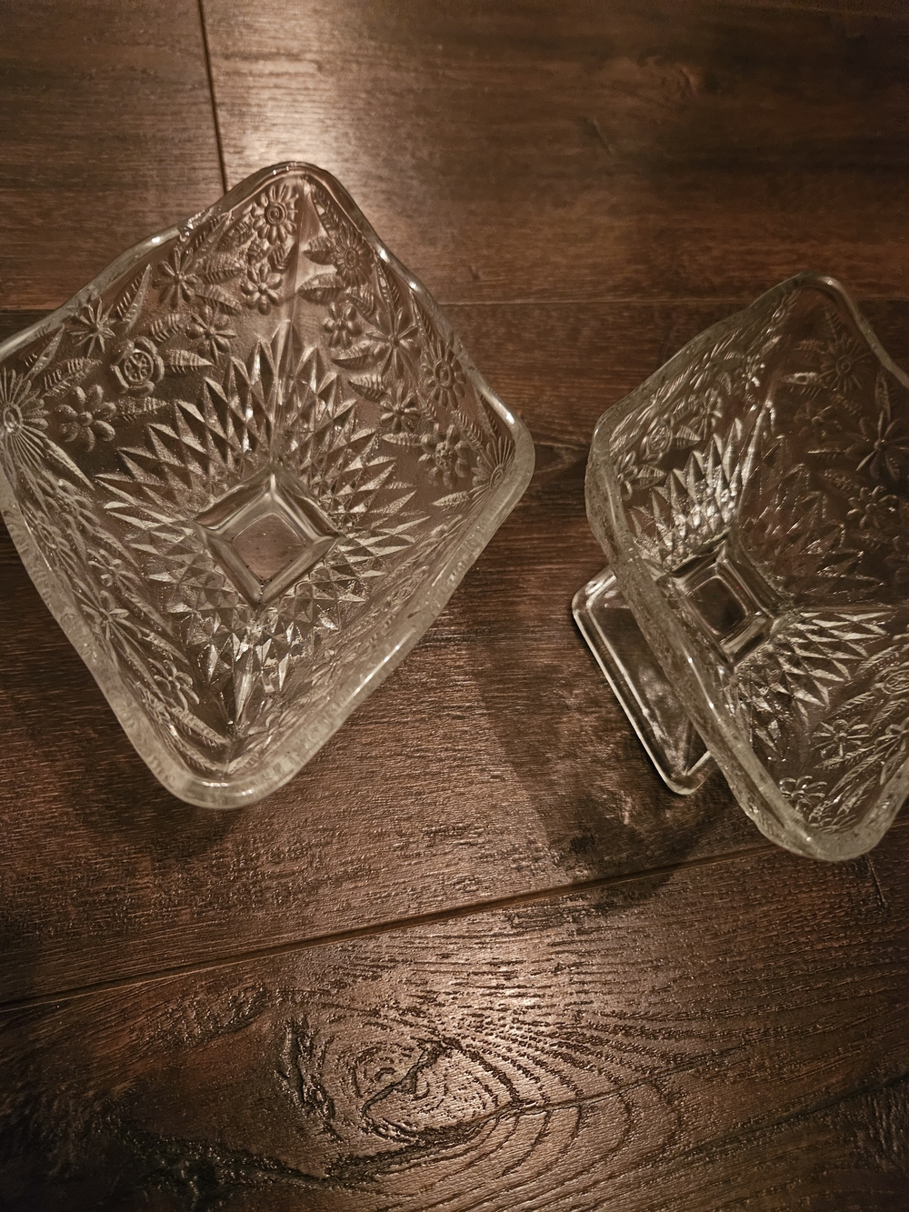 Vintage Clear Pressed Indiana Glass Decorative Serving Bowls - Set of 2